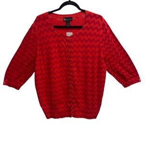 Lane Bryant Chevron Striped Holiday Cardigan 3/4 Sleeves Plus Size Sweater